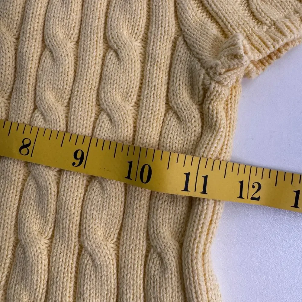 HTF Ralph Lauren Polo Yellow Girls Cable Knit Cotton Dress Sz 7 Collar Sm Flaw